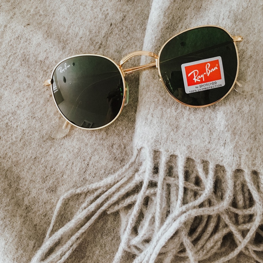 Ray bans round metal sunglasses gold